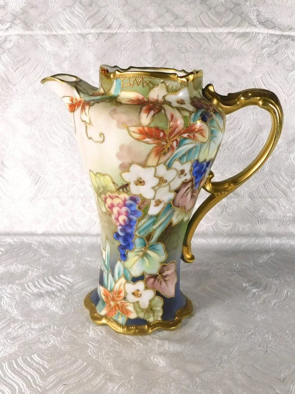 Very Colorful Chocolate Pot with Beaded Gold-No Lid # 27669